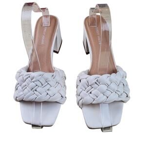SINCERELY JULES | Braided Strap | White | Mule Heel Sandals | Size 8.5